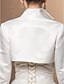 abordables Robes de Mariée-Robe de Soirée Robes de mariée Sans Bretelles Mi-long Satin Tulle Manches 3/4 Simple Organes séparés avec Noeud 2021