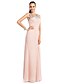 cheap Special Occasion Dresses-Sheath / Column Jewel Neck Floor Length Chiffon Dress with Beading / Ruched by TS Couture®