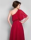 cheap The Wedding Store-Sheath / Column Mother of the Bride Dress Elegant One Shoulder Floor Length Chiffon Half Sleeve with Beading Draping 2023