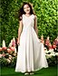 cheap Flower Girl Dresses-Sheath / Column Ankle Length Junior Bridesmaid Dress Wedding Party Chiffon Sleeveless V Neck with Criss Cross / Fall / Spring / Summer