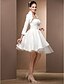 cheap Wedding Dresses-Ball Gown Wedding Dresses Strapless Knee Length Satin Tulle 3/4 Length Sleeve Simple Separate Bodies with Bowknot 2021