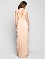cheap Special Occasion Dresses-Sheath / Column V Neck Floor Length Chiffon Open Back Formal Evening Dress with Beading / Side Draping / Ruched by TS Couture®