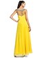 cheap Evening Dresses-Ball Gown Elegant Prom Formal Evening Dress V Neck Sleeveless Floor Length Chiffon Tulle with Criss Cross Sequin Draping 2021