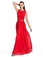 cheap Special Occasion Dresses-Sheath / Column Jewel Neck Floor Length Chiffon Open Back Prom / Formal Evening Dress with Beading / Draping / Lace by TS Couture®