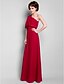 cheap The Wedding Store-Sheath / Column Mother of the Bride Dress Elegant One Shoulder Floor Length Chiffon Half Sleeve with Beading Draping 2023