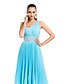 cheap Special Occasion Dresses-Sheath / Column Open Back Prom Formal Evening Wedding Party Dress One Shoulder Sleeveless Floor Length Chiffon with Pleats Beading 2022
