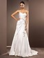 cheap Wedding Dresses-Open Back Wedding Dresses A-Line Sweetheart Strapless Court Train Satin Chiffon Bridal Gowns With Sash / Ribbon Criss-Cross 2024