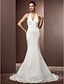 cheap Wedding Dresses-Mermaid / Trumpet Wedding Dresses Halter Neck Court Train Lace Sleeveless Open Back with Beading Appliques Criss-Cross 2021