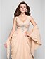 cheap Special Occasion Dresses-Sheath / Column V Neck Floor Length Chiffon Open Back Formal Evening Dress with Beading / Side Draping / Ruched by TS Couture®