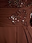 זול שמלות לאם הכלה-גזרת A שמלה לאם הכלה  בהשפעת וינטאג&#039; צווארון V עד הריצפה שיפון תחרה חצי שרוול עם תחרה אסוף חרוזים 2022 / אשליה