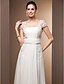 Χαμηλού Κόστους Νυφικά Φορέματα-Φορεματα για γαμο Ίσια Γραμμή Τετράγωνη Λαιμόκοψη Κοντομάνικο Μακρύ Σιφόν Νυφικά φορέματα Με Δαντέλα Ζώνη / Κορδέλα Καλοκαίρι 2023 Γαμήλιο Πάρτυ, Γυναικεία Ρούχα