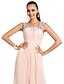 cheap Special Occasion Dresses-Sheath / Column Jewel Neck Floor Length Chiffon Dress with Beading / Ruched by TS Couture®