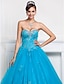 billiga Alkalmi ruhák-Ball Gown Strapless / Sweetheart Neckline Floor Length Tulle Dress with Beading / Appliques / Draping by TS Couture®