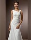 cheap Wedding Dresses-Sheath / Column Wedding Dresses Square Neck Court Train Chiffon Regular Straps Formal Sparkle &amp; Shine with Beading Side-Draped 2020