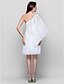 Χαμηλού Κόστους Κοκτέιλ Φορέματα-Ίσια Γραμμή Λάμψη Φόρεμα Επισκέπτης γάμου Κοκτέιλ Πάρτι Μέχρι το γόνατο Αμάνικο Ένας Ώμος Σιφόν με Πούλιες 2024