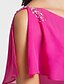 cheap Bridesmaid Dresses-Sheath / Column One Shoulder / Spaghetti Strap Knee Length Chiffon / Satin Bridesmaid Dress with Sash / Ribbon / Beading