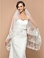 cheap Wedding Veils-One-tier Waltz Veil With Lace Applique Edge