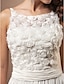זול שמלות כלה-גזרת A שמלות חתונה סקופ צוואר שובל סוויפ \ בראש שיפון כתפיות ספגטי פורמאלי עם אסוף פרח 2021