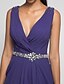 cheap Special Occasion Dresses-Sheath / Column Open Back Dress Prom Sweep / Brush Train Sleeveless Plunging Neck Chiffon with Criss Cross 2022