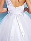 Χαμηλού Κόστους Menyasszonyi ruhák-Hall Wedding Dresses Ball Gown One Shoulder Sleeveless Court Train Tulle Bridal Gowns With Bowknot Sash / Ribbon 2024