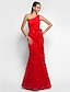 Χαμηλού Κόστους Βραδινά Φορέματα-Τρομπέτα / Γοργόνα Λουλουδάτο Φόρεμα Χοροεσπερίδα Επίσημο Βραδινό Μακρύ Αμάνικο Ένας Ώμος Σιφόν με Πλαϊνό ντραπέ Λουλούδι 2023
