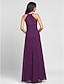 cheap Bridesmaid Dresses-Sheath / Column Bridesmaid Dress Halter Neck Sleeveless Elegant Floor Length Chiffon with Side Draping 2022