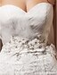 Χαμηλού Κόστους Νυφικά Φορέματα-Φορεματα για γαμο Τρομπέτα / Γοργόνα Καρδιά Στράπλες Μακριά ουρά Οργάντζα Νυφικά φορέματα Με Χάντρες Διακοσμητικά Επιράμματα 2024