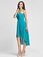 cheap Bridesmaid Dresses-A-Line / Ball Gown Halter Neck Knee Length / Asymmetrical Chiffon Bridesmaid Dress with Draping by LAN TING BRIDE® / Open Back