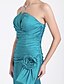 cheap Bridesmaid Dresses-Mermaid / Trumpet Strapless / Notched Floor Length Taffeta Bridesmaid Dress with Side Draping / Ruched / Flower by LAN TING BRIDE®