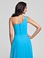 cheap Bridesmaid Dresses-Sheath / Column One Shoulder Floor Length Chiffon Bridesmaid Dress with Side Draping by LAN TING BRIDE®