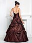 cheap Special Occasion Dresses-Ball Gown Open Back Dress Quinceanera Prom Floor Length Sleeveless Sweetheart Taffeta with Pick Up Skirt Crystals Crystal Brooch 2024