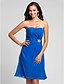 cheap Bridesmaid Dresses-A-Line / Princess Strapless Knee Length Chiffon Bridesmaid Dress with Beading / Crystals / Side Draping by LAN TING BRIDE®