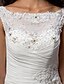 cheap Wedding Dresses-Sheath / Column Wedding Dresses Bateau Neck Court Train Chiffon Cap Sleeve with Beading Appliques Button 2022