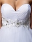זול שמלות כלה-גזרת A לב (סוויטהארט) באורך  הברך טול שמלות חתונה עם חרוזים / אפליקציות / בד בהצלבה על ידי LAN TING BRIDE® / שמלות לבנות קטנות