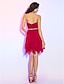 cheap Cocktail Dresses-A-Line Sexy Homecoming Cocktail Party Valentine&#039;s Day Dress Halter Neck Sleeveless Asymmetrical Chiffon with Crystals Tier 2021