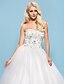 cheap Wedding Dresses-Ball Gown Wedding Dresses Sweetheart Neckline Chapel Train Satin Tulle Sleeveless Sparkle &amp; Shine with Beading Appliques 2020