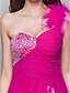 cheap Cocktail Dresses-Ball Gown Open Back Dress Homecoming Cocktail Party Short / Mini Sleeveless One Shoulder Chiffon with Feathers / Fur Crystals Beading 2024