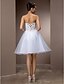 abordables Robes de Mariée-A-Line Sweetheart Neckline Knee Length Tulle Made-To-Measure Wedding Dresses with Beading / Appliques / Criss-Cross by LAN TING BRIDE® / Little White Dress