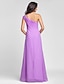 cheap Bridesmaid Dresses-Sheath / Column One Shoulder Floor Length Chiffon Bridesmaid Dress with Side Draping / Criss Cross by LAN TING BRIDE®