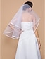 cheap Wedding Veils-One-tier Ribbon Edge Wedding Veil Elbow Veils 53 Pearls 55.12 in (140cm) Tulle A-line, Ball Gown, Princess, Sheath/ Column, Trumpet/