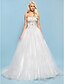 cheap Wedding Dresses-Ball Gown Wedding Dresses Sweetheart Neckline Chapel Train Satin Tulle Sleeveless Sparkle &amp; Shine with Beading Appliques 2020