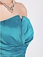 cheap Bridesmaid Dresses-Mermaid / Trumpet Strapless / Notched Floor Length Taffeta Bridesmaid Dress with Side Draping / Ruched / Flower by LAN TING BRIDE®