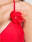 זול שמלות שושבינה-מעטפת \ עמוד קולר / צווארון V עד הריצפה שיפון שמלה לשושבינה  עם פרח