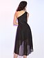 cheap Special Occasion Dresses-Sheath / Column Little Black Dress Minimalist High Low Homecoming Cocktail Party Dress One Shoulder Sleeveless Asymmetrical Chiffon with Draping Side Draping 2021