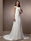 cheap Wedding Dresses-Sheath / Column Wedding Dresses Bateau Neck Court Train Chiffon Cap Sleeve with Beading Appliques Button 2022