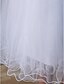 baratos Vestidos de Casamento-Linha A Decote Princesa Até os Joelhos Tule Vestidos de casamento feitos à medida com Miçangas / Apliques / Cruzado de LAN TING BRIDE® / Vestidos Brancos Justos
