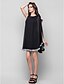 cheap Cocktail Dresses-Sheath / Column Little Black Dress Cocktail Party Dress Jewel Neck Sleeveless Short / Mini Chiffon with Crystals Draping 2020