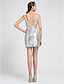 cheap Special Occasion Dresses-Sheath / Column Sparkle &amp; Shine Holiday Cocktail Party Dress Boat Neck Sleeveless Short / Mini Chiffon with Beading Sequin 2022