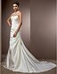 cheap Wedding Dresses-Mermaid / Trumpet Wedding Dresses Halter Neck Chapel Train Satin Sleeveless with Beading Appliques Side-Draped 2020