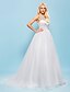 cheap Wedding Dresses-Ball Gown Scoop Neck Court Train Tulle Made-To-Measure Wedding Dresses with by LAN TING BRIDE® / Open Back